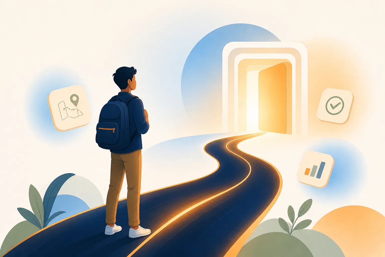 A learner stepping onto a clear path toward the next career move