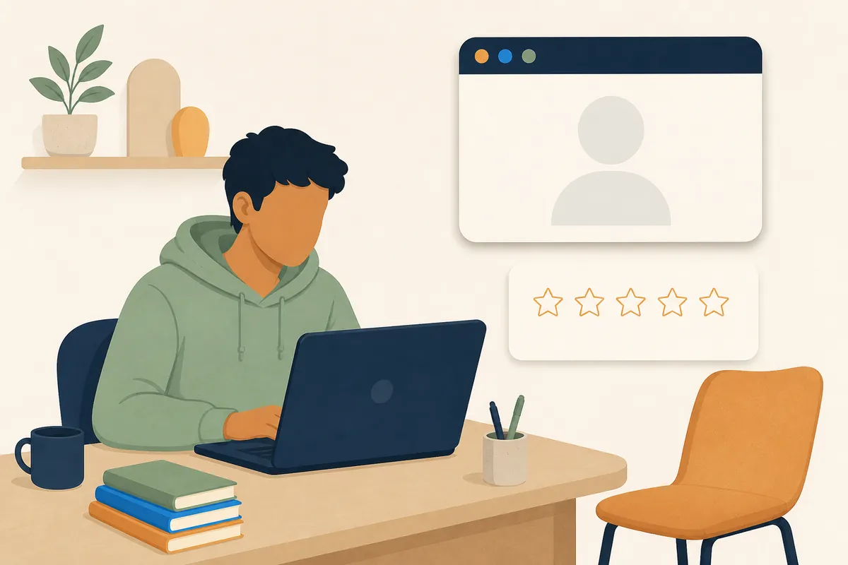 A learner waiting for mentor feedback on an empty review call